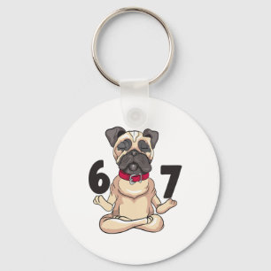 Lustige 67 Pug-Hund-Yoga-Handpose-Grafik  Schlüsselanhänger