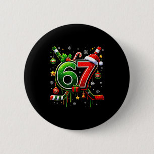 Lustige 67 Sechs Sieben Weihnachten Eishockey Button