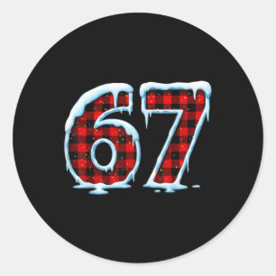 Lustige 67 Six Seven Meme Weihnachts-Pyjamas Runder Aufkleber