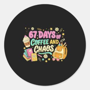 Lustige 67 Tage Kaffee Retro-Lehrer Humor Runder Aufkleber