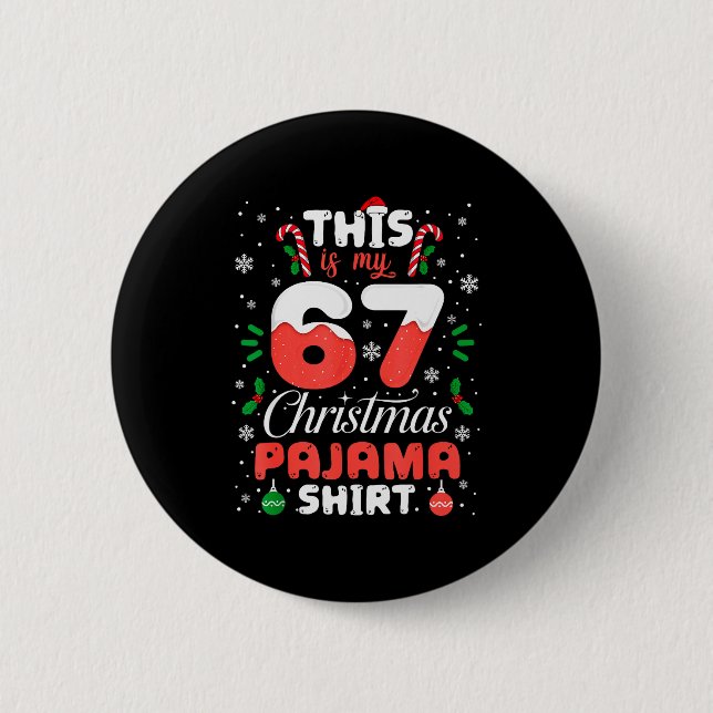 Lustige 67 Weihnachts-Pyjama-Shirts Sechs Sieben M Button (Vorderseite)