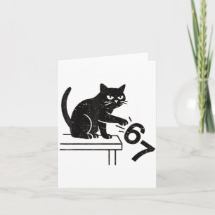 Lustige 6 7 Meme-Katze stößt 67 um Karte