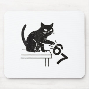 Lustige 6 7 Meme-Katze stößt 67 um Mousepad