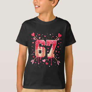Lustige 6 7 Schmelzende Zahl Pfeil Baseball Tropfe T-Shirt