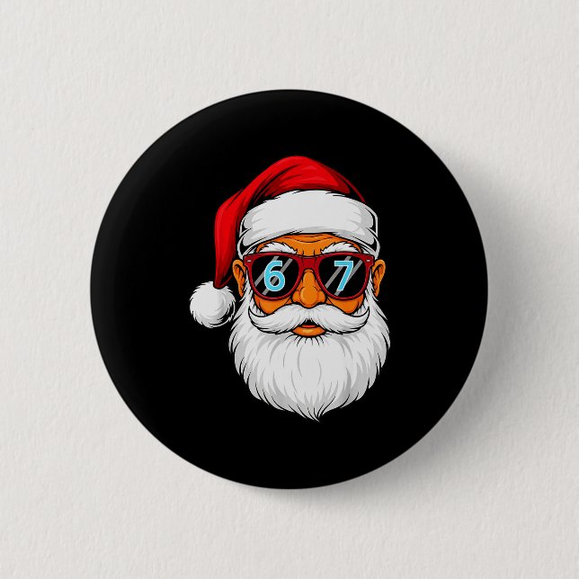 Lustige 6 7 Sechs Sieben Meme Santa Gesicht Weihna Button (Vorderseite)
