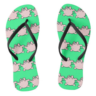 Lustige 6 Cartoon-Schwein-Farbwahl-Damen-Zehensteg Flip Flops