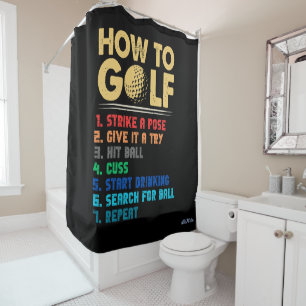 lustige 7 Stufen zum Golfspielen Duschvorhang