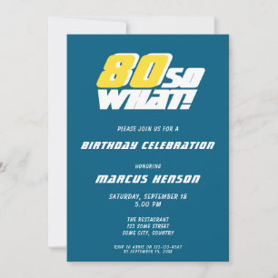 Lustige 80 na und Zitat Blau 80. Geburtstag  Einladung