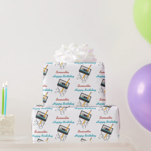 Lustige 80er-Musik Retro-Kassette Geburtstagsname Geschenkpapier