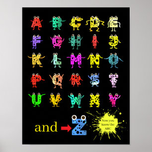 Lustige ABC-Alphabet-Freunde Poster