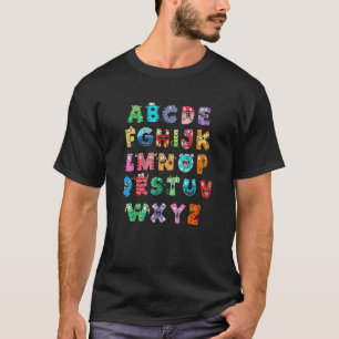 Lustige ABC Süße Monster Alphabet Halloween-Lehrer T-Shirt