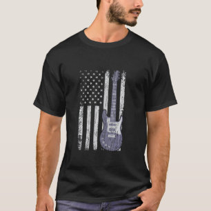 Lustige abgenutzte Gitarre amerikanische Flagge T-Shirt