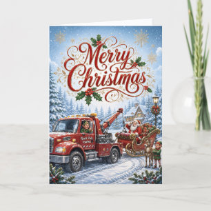 Lustige Abschleppwagen-Firma Weihnachtskarte Feiertagskarte