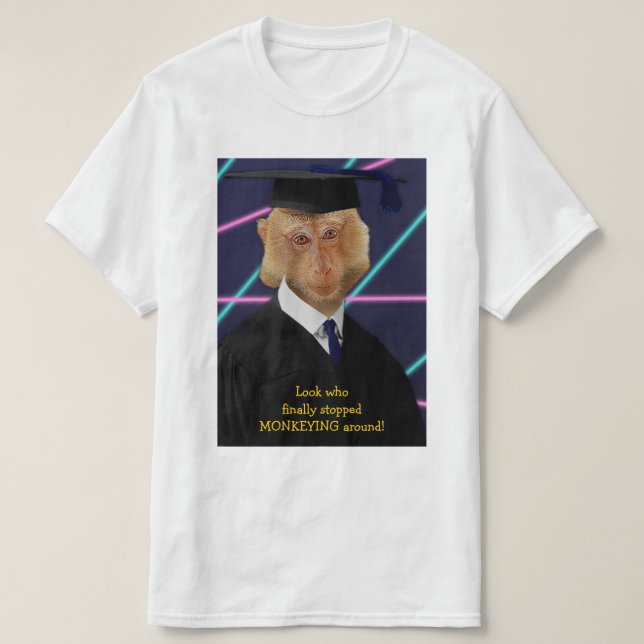 Lustige Abschluss-Affemacaque-Jahrbuch-Gewohnheit T-Shirt (Design vorne)