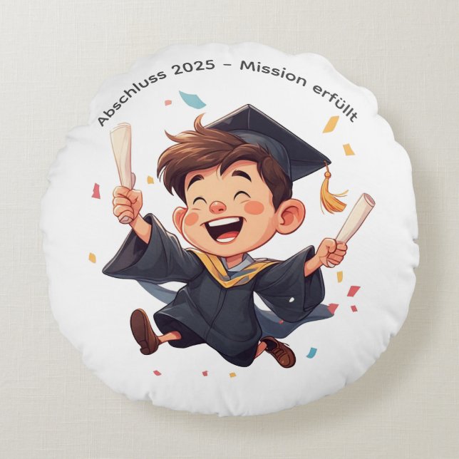 Lustige Abschluss-Kissen Rundes Kissen (Vorderseite)