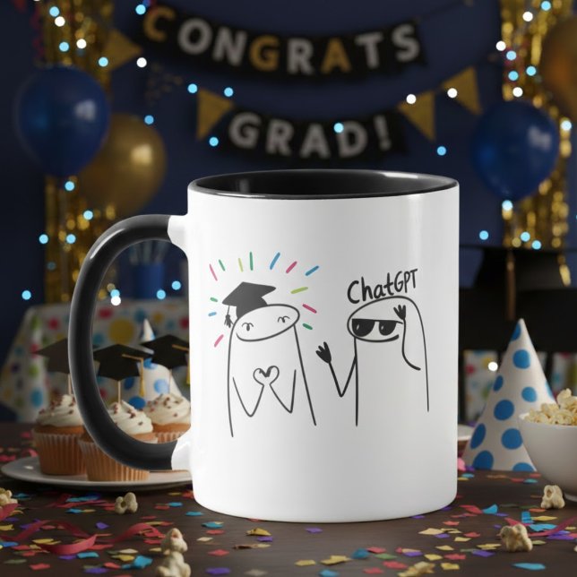 Lustige Abschlussfeier-AI-Doodle-Gestaltung Tasse (Von Creator hochgeladen)