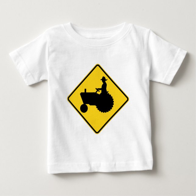 Lustige Ackerschlepper-Verkehrsschild-Warnung Baby T-shirt (Vorderseite)