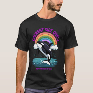 Lustige ADHD-Seitenquest-Orca-Regenbogen-Witz-Spru T-Shirt