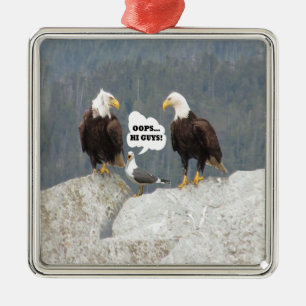 Lustige Adler und Möwe Silbernes Ornament