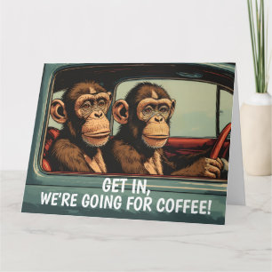 LUSTIGE AFFEN KAFFEE GEBURTSTAGS-GRUSSKARTE DANKESKARTE