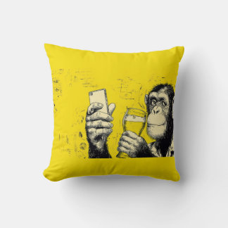 Lustige Affen-Selfie-Illustration – Cooler Schimpa Kissen