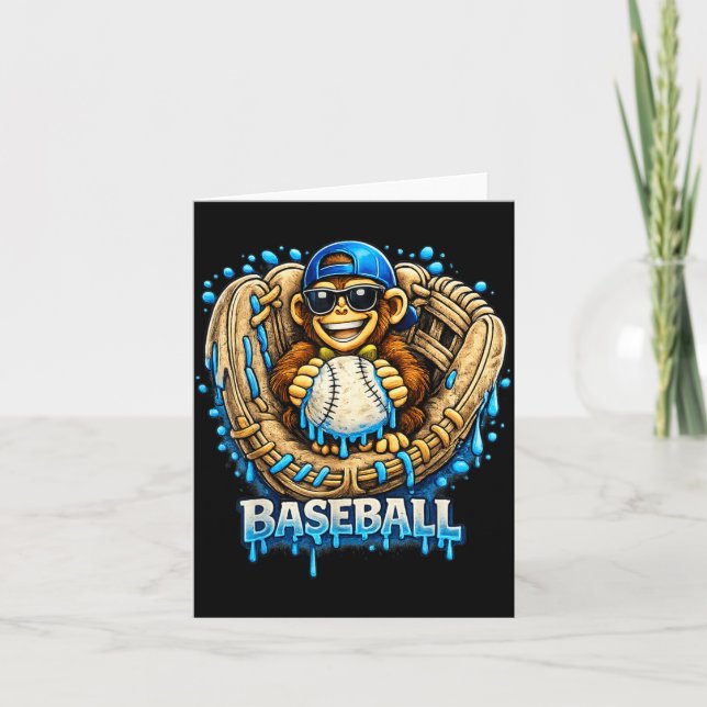 Lustige Affen-Tiere Baseball Eis Drip Cool Karte (Vorderseite)