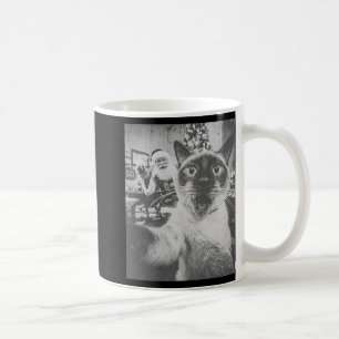 Lustige Ai Siamese Katze Selfie mit Weihnachtsmann Kaffeetasse