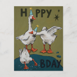 Lustige alberne Gans Geburtstags-Partyhüte Postkarte