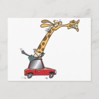 lustige alberne Giraffe im Pendlerwagen