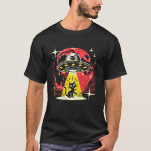 Lustige Alien-Entführung Von Katzen Retro UFO Bege T-Shirt