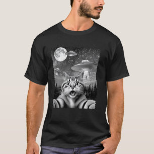 Lustige Alien-Katze Selfie mit UFOs Geschenkidee M T-Shirt