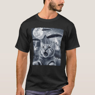 Lustige Alien-Katzen-Selfie mit UFOs Geschenkidee T-Shirt