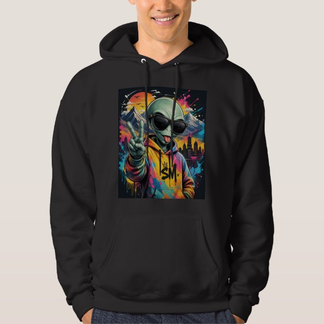 Lustige Alien-Vibes Hoodie (Vorderseite)