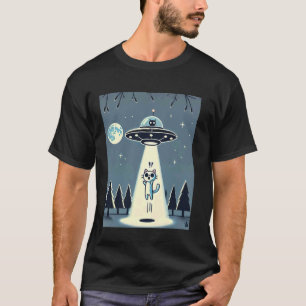 Lustige Aliens UFO-Raumschiff entführt Katzen mit T-Shirt