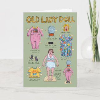 LUSTIGE Alte Dame Papierpuppe Karte