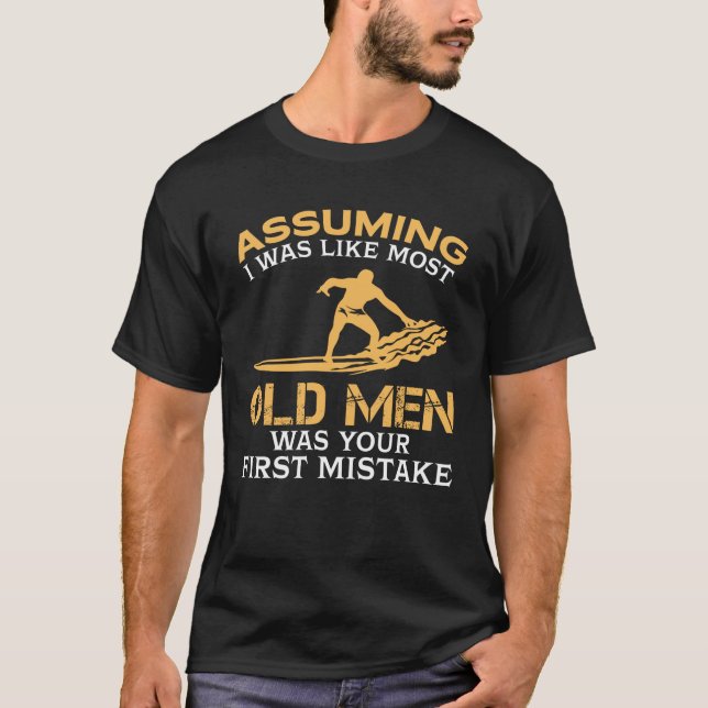 Lustige alte Männer die surfende Lieben T-Shirt (Vorderseite)