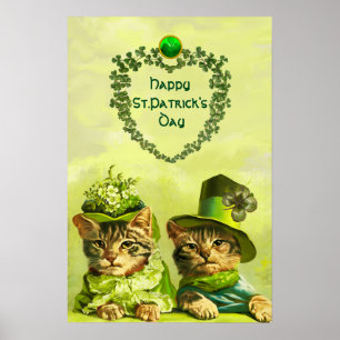 LUSTIGE ALTE MODE ST. PATRICK'S DAY KATZEN MIT HER POSTER