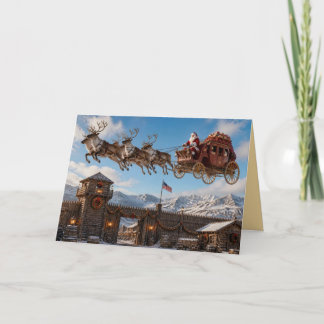 Lustige alte Weihnachtskarte von Santa im Wilden W Karte