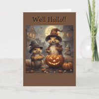 Lustige alte Welt Eichhörnchen Hexe Halloween
