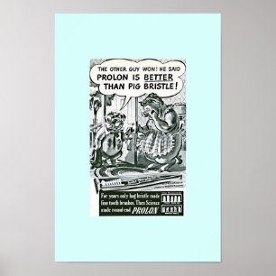 Lustige alte Zahnbürste-Anzeige: Schweine u. Poster