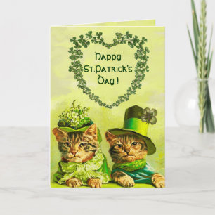 LUSTIGE ALTMODISCHE ST. PATRICK'S DAY KATZEN MIT H KARTE