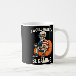 Lustige amerikanische Flagge Cool Skeleton Gamer V Kaffeetasse