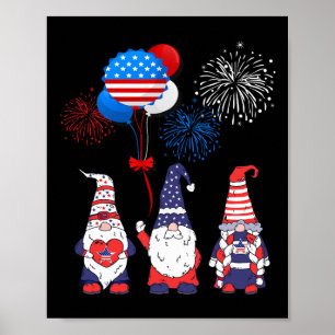 Lustige amerikanische Gnome Cooler 4. Juli Tag Una Poster