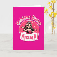 Lustige amerikanische Mahjong-Königin mit rosa Kro