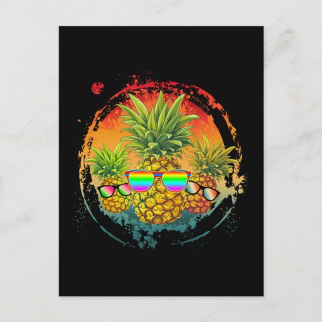 Lustige Ananas Sommer Stimmung Postkarte (Vorderseite)