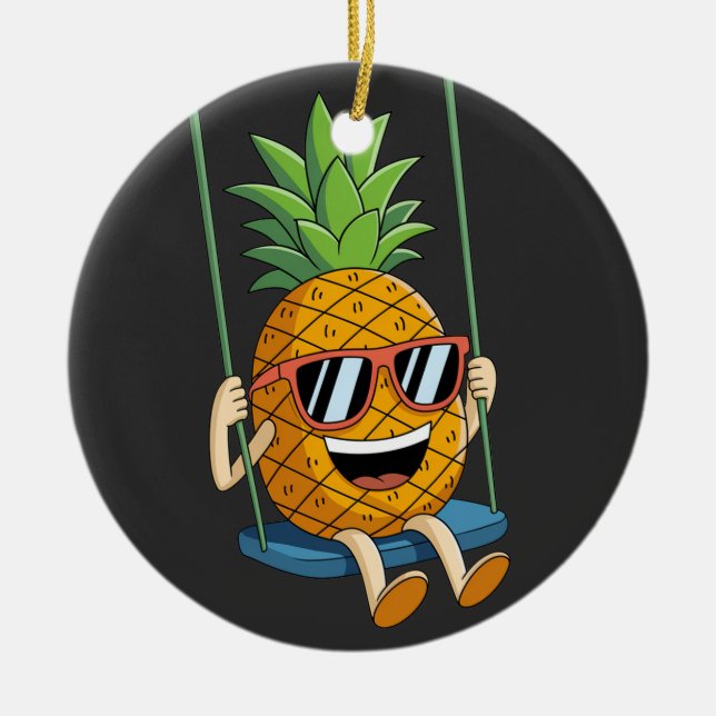 lustige Ananas-Swinger-Ornamente Keramik Ornament (Vorne)