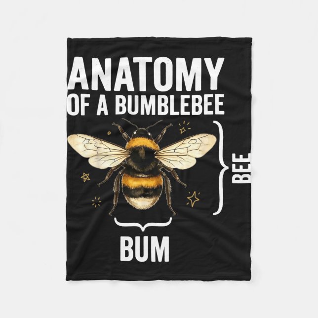 Lustige Anatomie einer Hummel  Fleecedecke (Vorderseite)