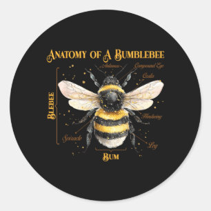 Lustige Anatomie einer Hummel Sarkastischer Humor Runder Aufkleber