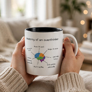 Lustige Anatomie eines Overthinker-Mugs Zweifarbige Tasse