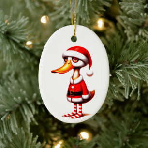 Lustige animierte Enten-Weihnachtskarte Keramik Ornament